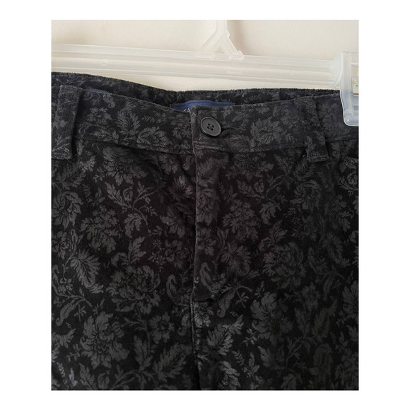 Talbots Womens Petites 14P Straight Leg Black Pants Suede Floral Print - Picture 2 of 9